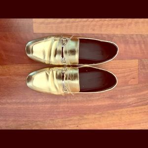 Gold loafers